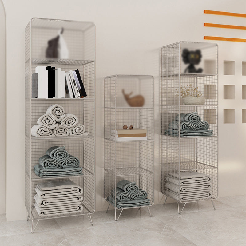 Modern Style Bookcase Vertical Metal Closed Back Bookshelf for Home