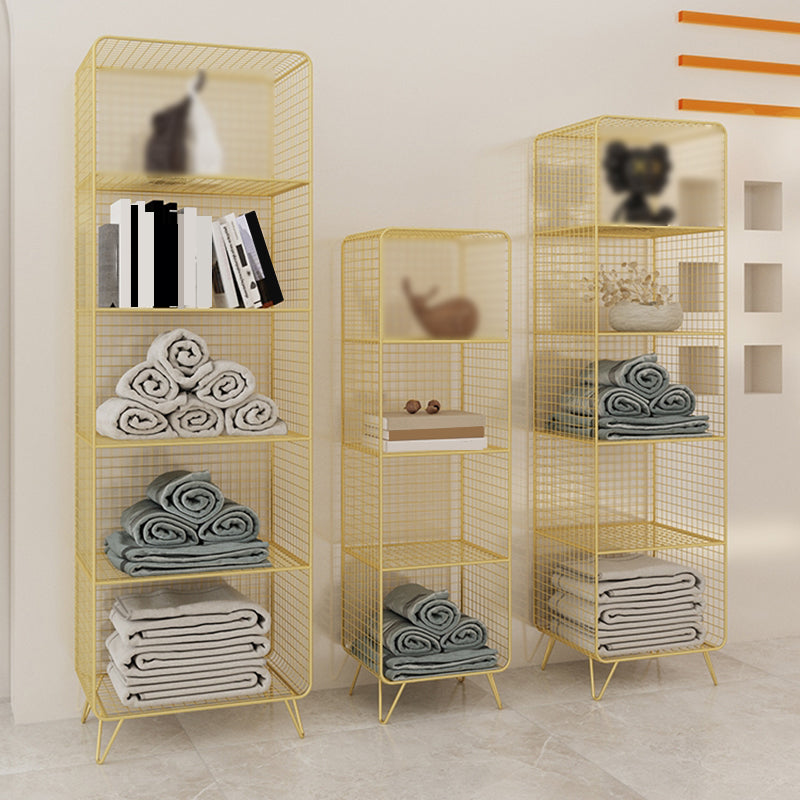 Modern Style Bookcase Vertical Metal Closed Back Bookshelf for Home