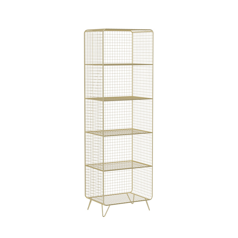 Modern Style Bookcase Vertical Metal Closed Back Bookshelf for Home