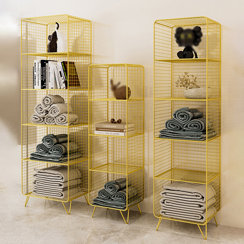Modern Style Bookcase Vertical Metal Closed Back Bookshelf for Home