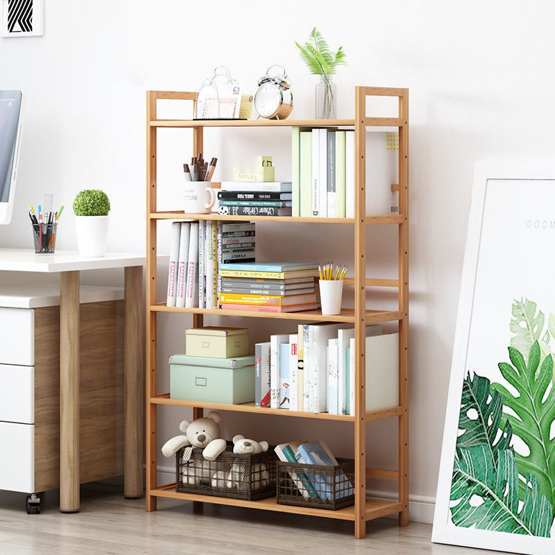 3/4/5-Shelf Manufactured Bookshelf Wood Etagere Natural Scandinavian Vertical Bookcase