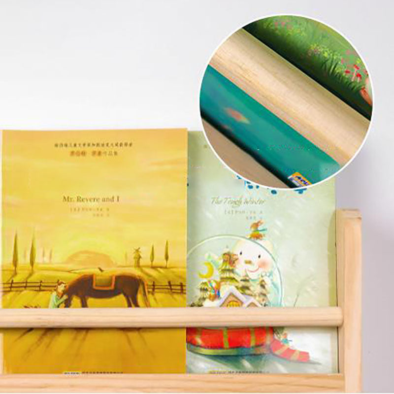 Pine Wood Wall Unit Bookshelf Scandinavian Vertical Bookcase for Home