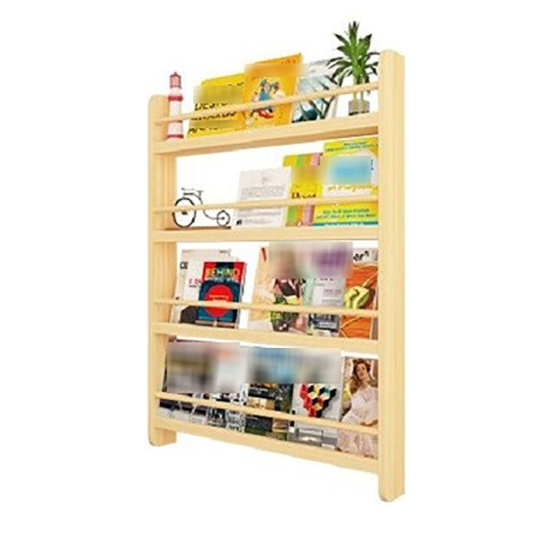 Pine Wood Wall Unit Bookshelf Scandinavian Vertical Bookcase for Home