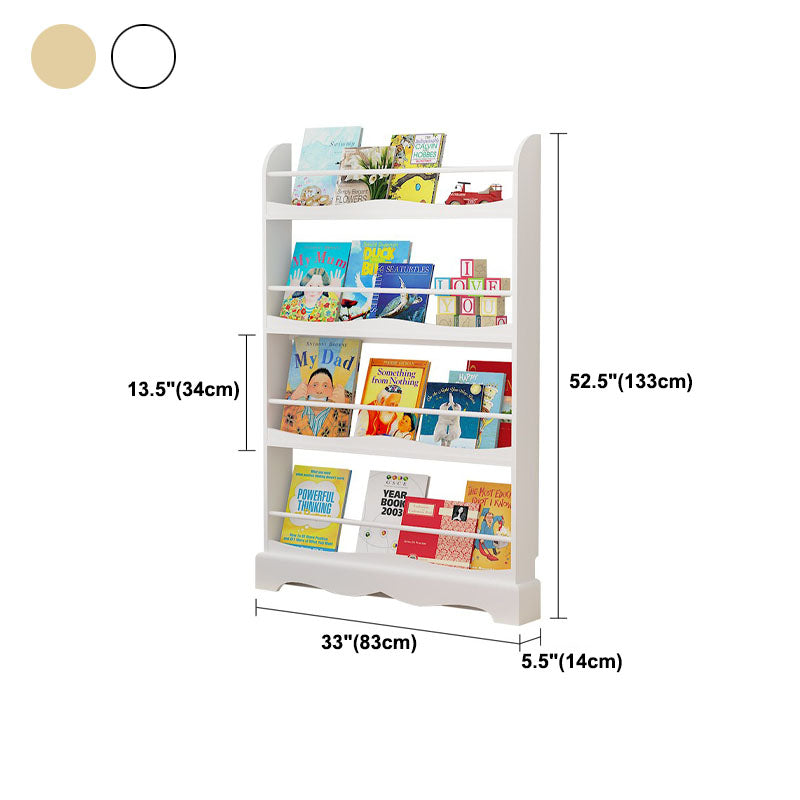 Pine Wood Wall Unit Bookshelf Scandinavian Vertical Bookcase for Home