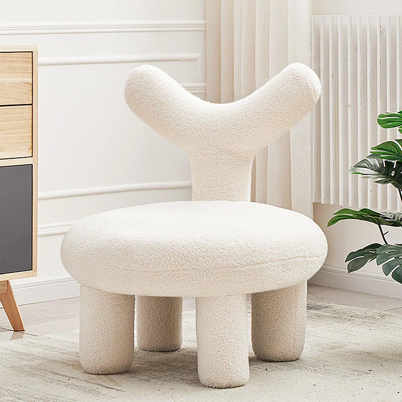 Armless Parsons Chair Wool Chair  Fixed Back Chair for Living Room