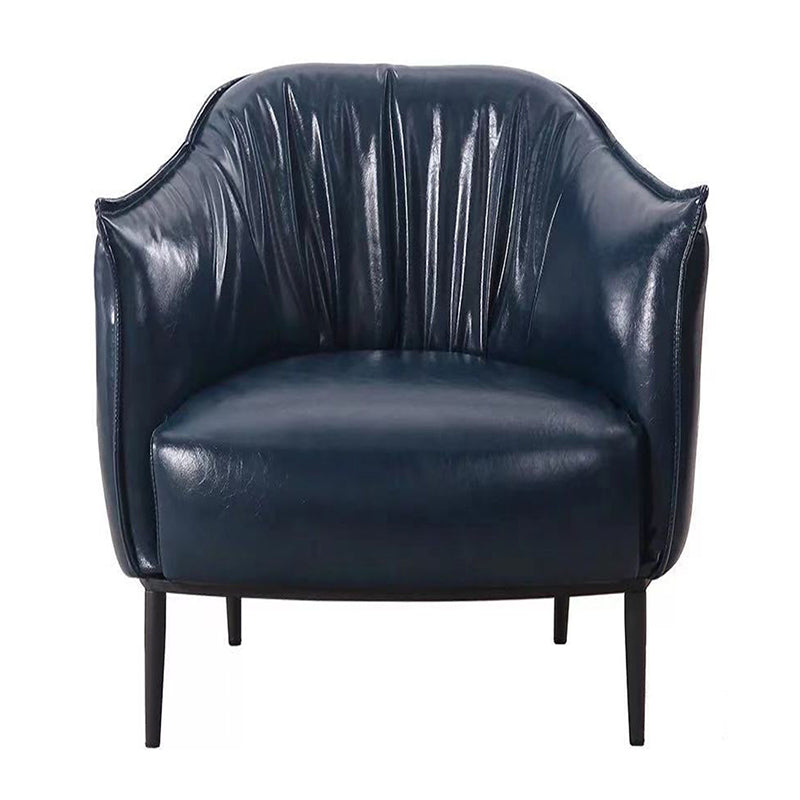 33.85" L x 31.49" W x 31.49" H Faux Leather Barrel Accent Chair for Bedroom