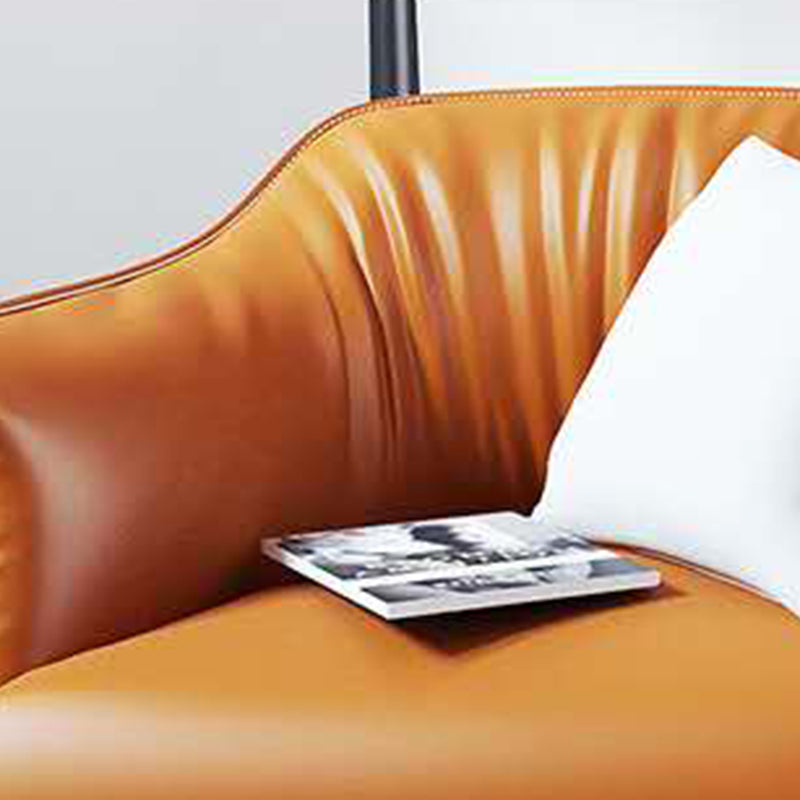 33.85" L x 31.49" W x 31.49" H Faux Leather Barrel Accent Chair for Bedroom