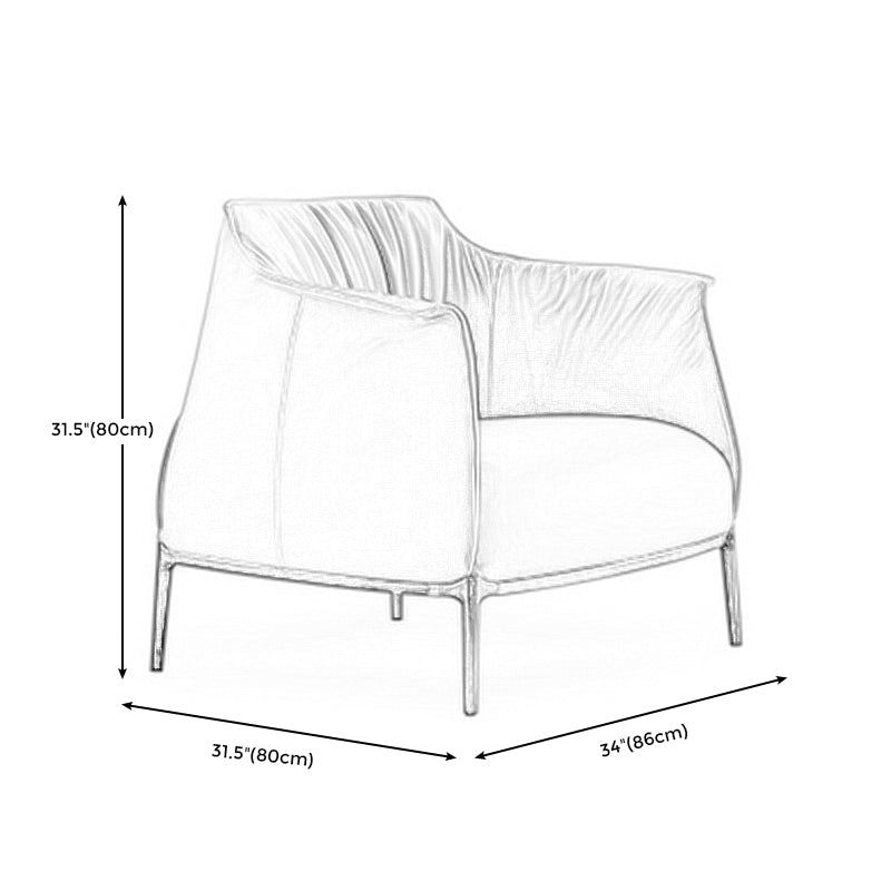 33.85" L x 31.49" W x 31.49" H Faux Leather Barrel Accent Chair for Bedroom