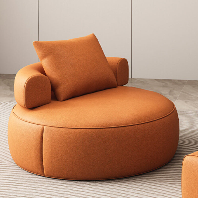 Faux Leather Slipper Chair Armless  Chair with Pillow for Living Room