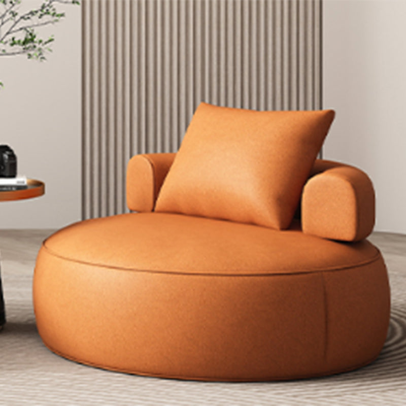 Faux Leather Slipper Chair Armless  Chair with Pillow for Living Room