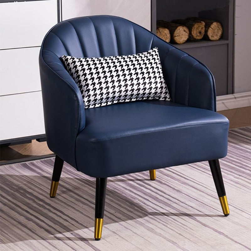 Faux Leather 24.8"Wide Sloped Arms Solid Color Barrel Chair with Basic Four Legs
