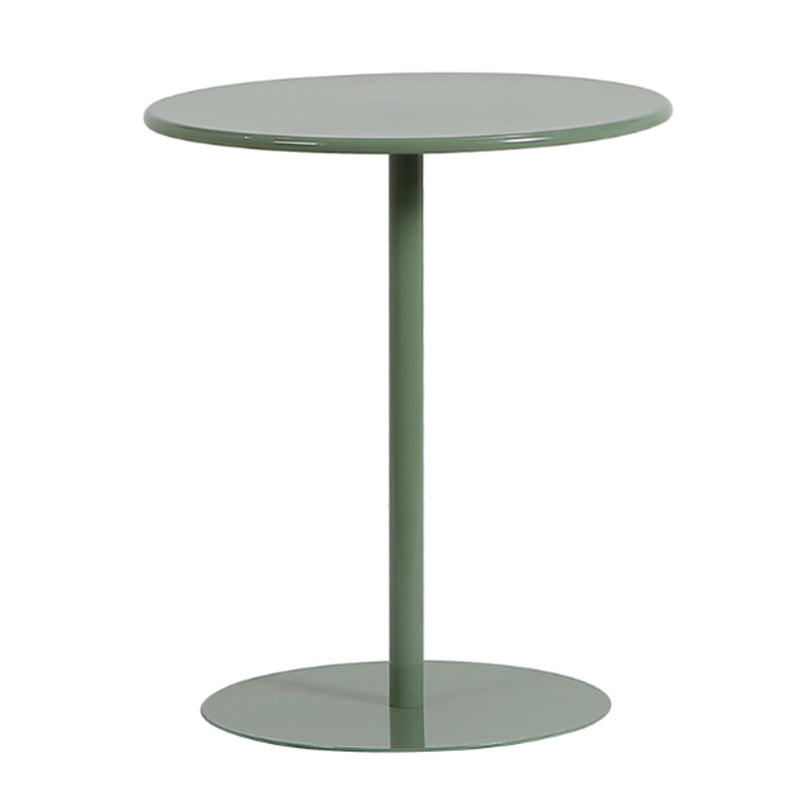 Round Metallic Side Table Contemporary Pedestal Side End Table