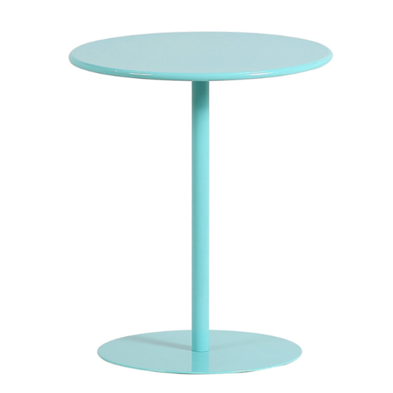 Round Metallic Side Table Contemporary Pedestal Side End Table