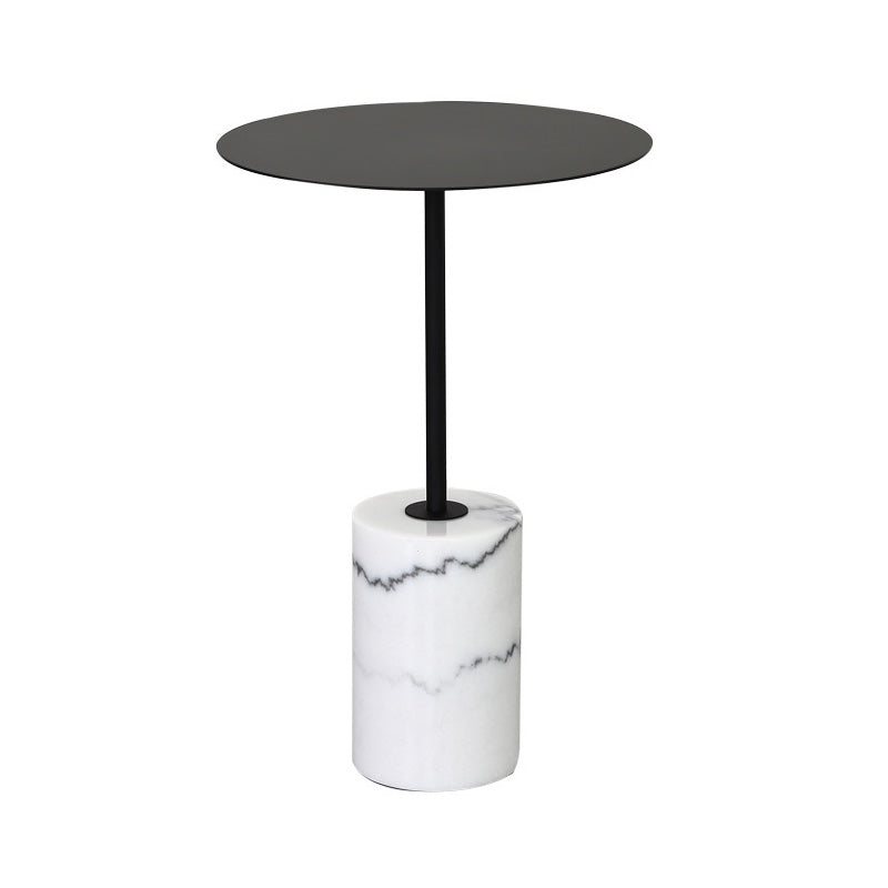 Round Pedestal Side Table Contemporary Mental Top End Table for Living Room