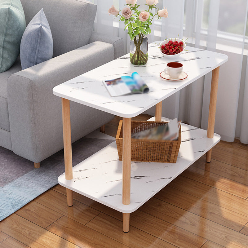 Double Tier End Table with Shelf Modern Sofa Side Table for Living Room