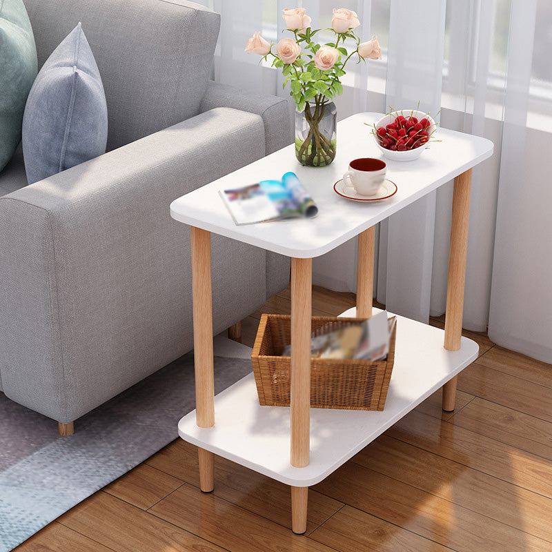Double Tier End Table with Shelf Modern Sofa Side Table for Living Room