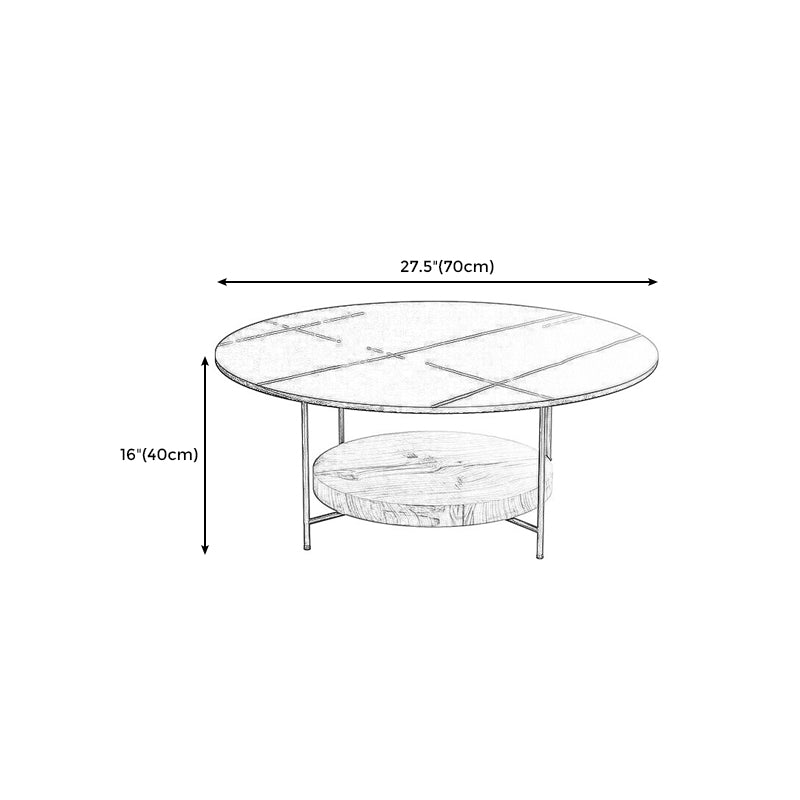 15.7 " H 4-Leg Metal Base Solid Color Round Slate Coffee Table For Living Room