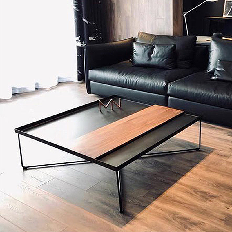 Modern Style Cross Table Base Wrought Iron Black Square & Rectangular Coffee Table