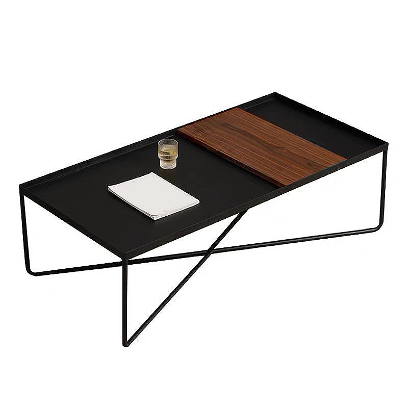 Modern Style Cross Table Base Wrought Iron Black Square & Rectangular Coffee Table