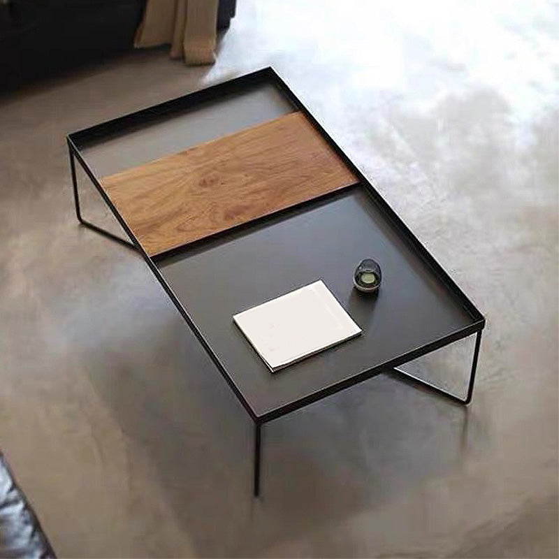 Modern Style Cross Table Base Wrought Iron Black Square & Rectangular Coffee Table