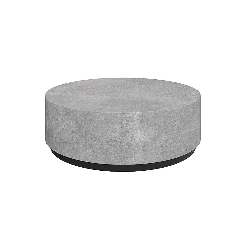 Drum Base Design Black/grey Faux Concrete Top Metal Base Round Coffee Table