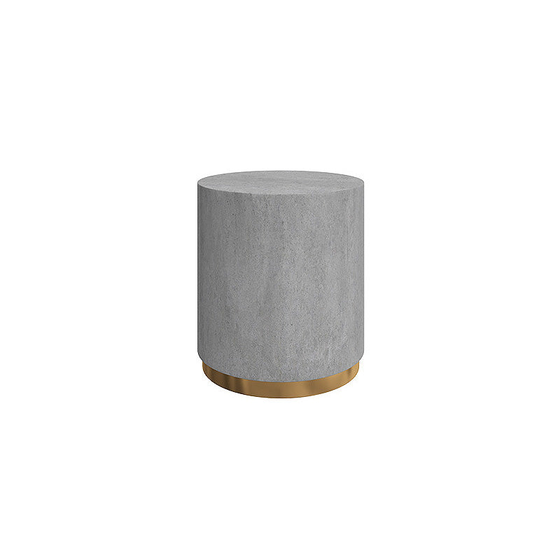 Drum Base Design Black/grey Faux Concrete Top Metal Base Round Coffee Table