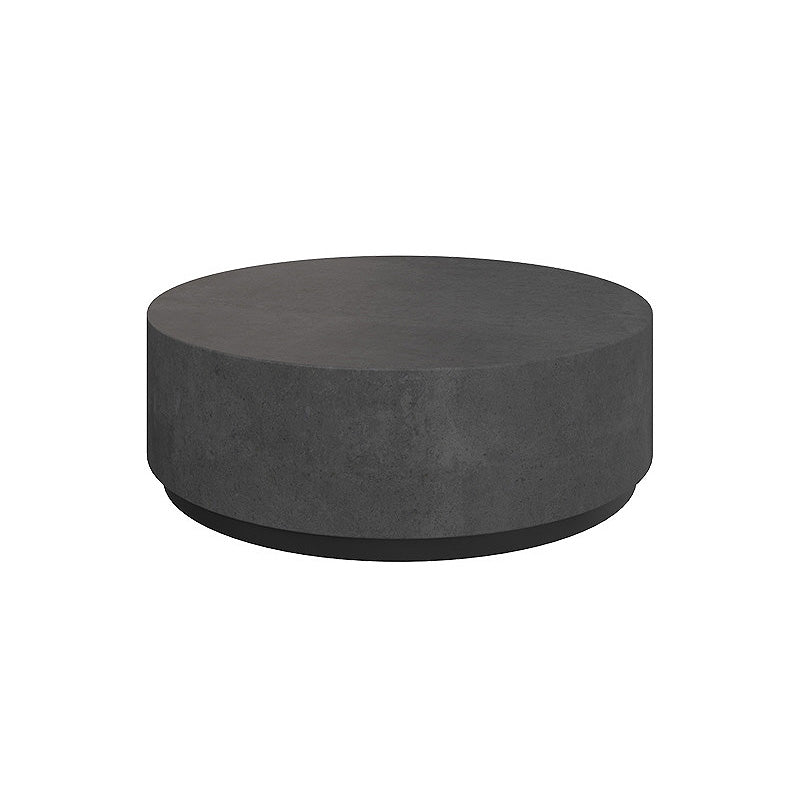 Drum Base Design Black/grey Faux Concrete Top Metal Base Round Coffee Table