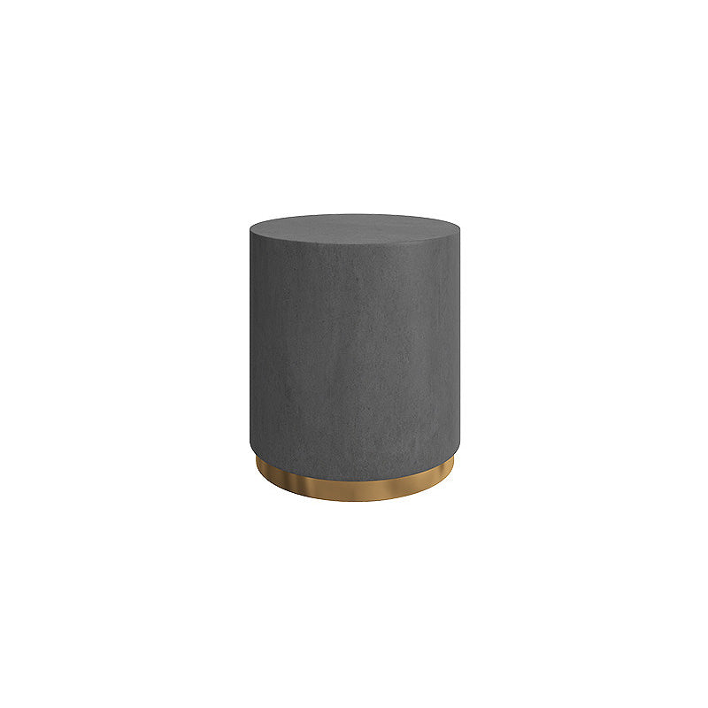 Drum Base Design Black/grey Faux Concrete Top Metal Base Round Coffee Table