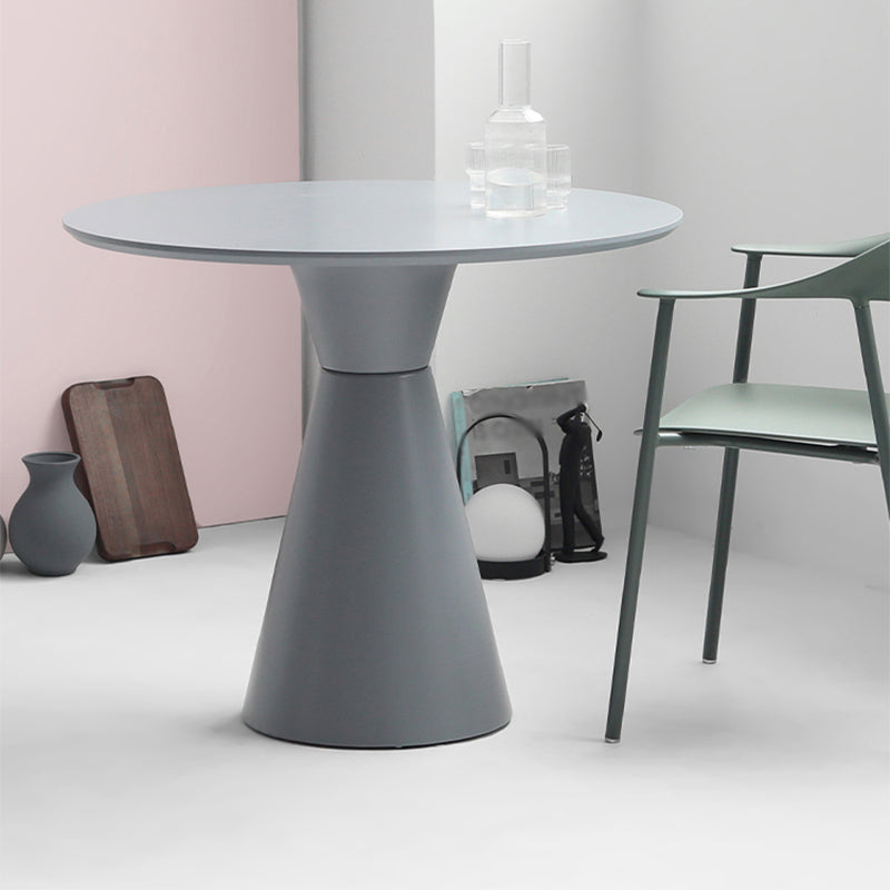 28.3 " H Single Leg Metal Base Solid Color Round Slate Coffee Table For Apartment
