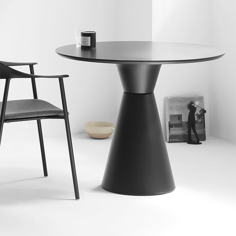 28.3 " H Single Leg Metal Base Solid Color Round Slate Coffee Table For Apartment
