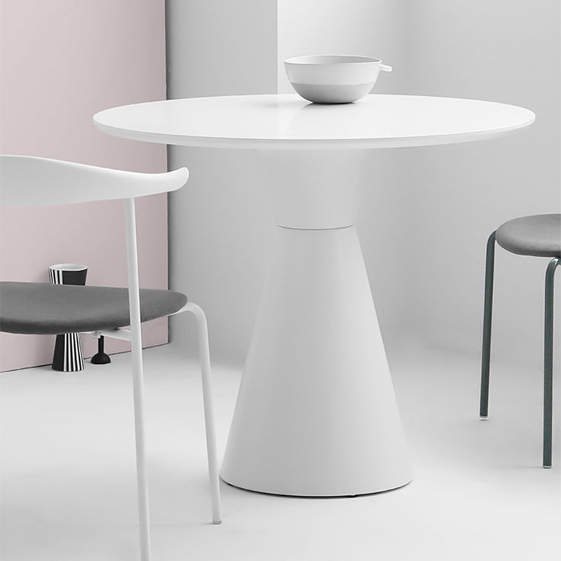 28.3 " H Single Leg Metal Base Solid Color Round Slate Coffee Table For Apartment