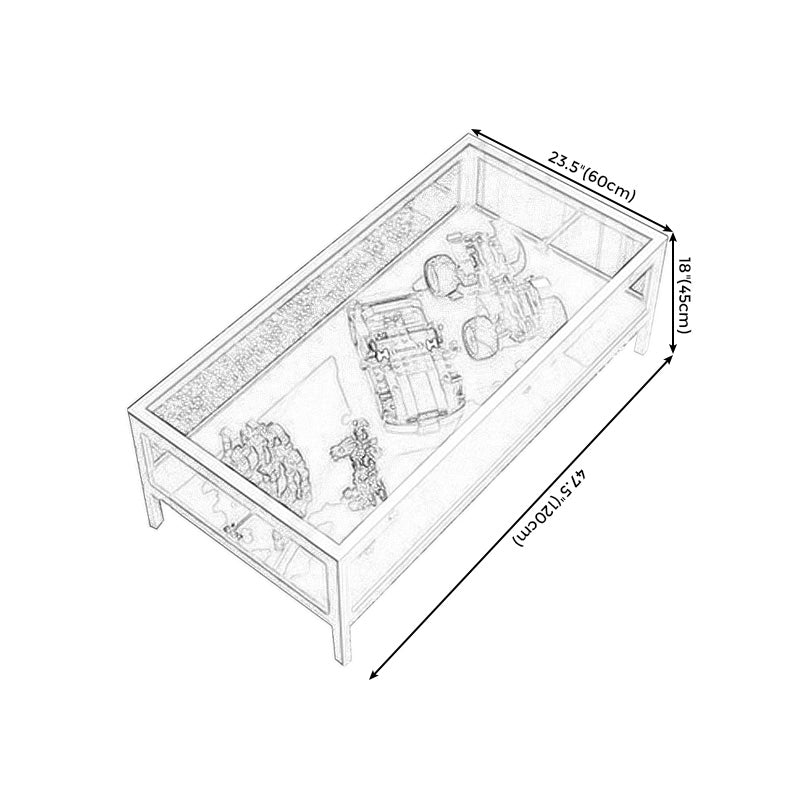 4 Legs Base Design Black/white Tempered Glass Top Iron Base Square Coffee Table