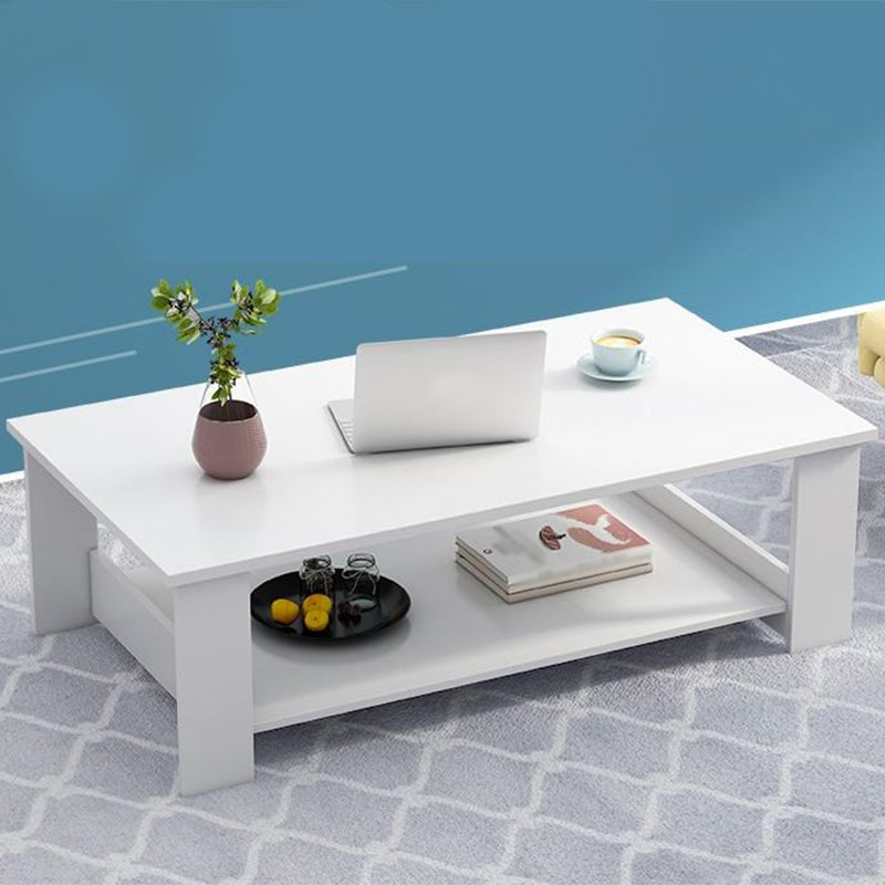 16.5"H Sled Base Square Wooden Top Coffee Table For Living Room