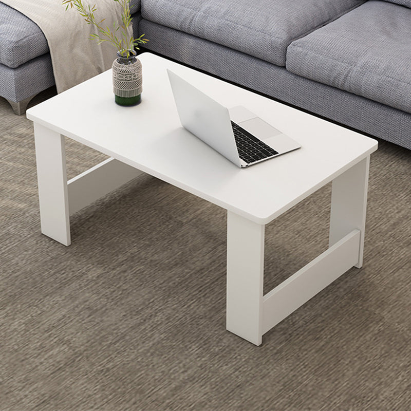 16.5"H Sled Base Square Wooden Top Coffee Table For Living Room