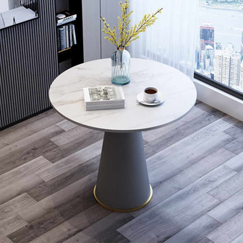 Modern Style Single Leg Base Solid Color Round Top Slate Coffee Table