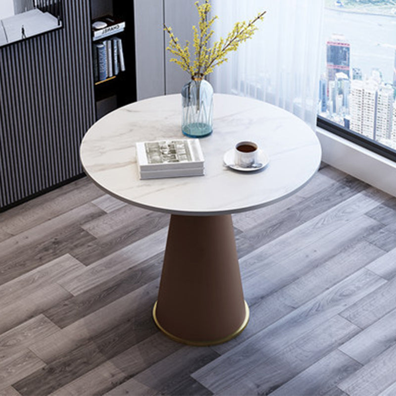 Modern Style Single Leg Base Solid Color Round Top Slate Coffee Table