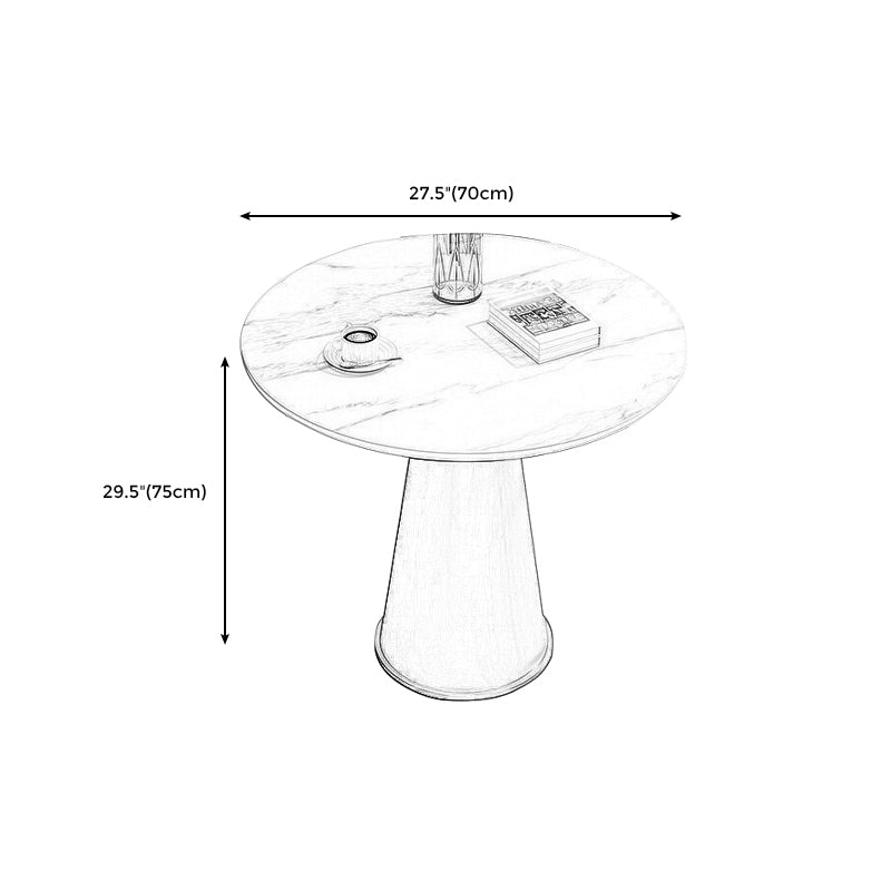 Modern Style Single Leg Base Solid Color Round Top Slate Coffee Table