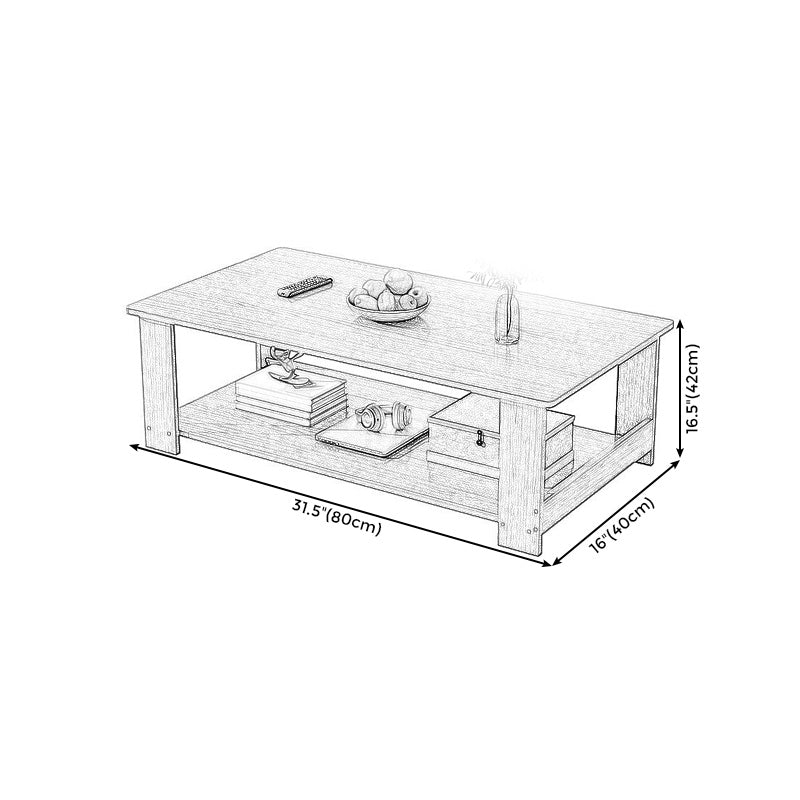 16.5"H Modern Style Wooden Base Top Rectangular Coffee Table