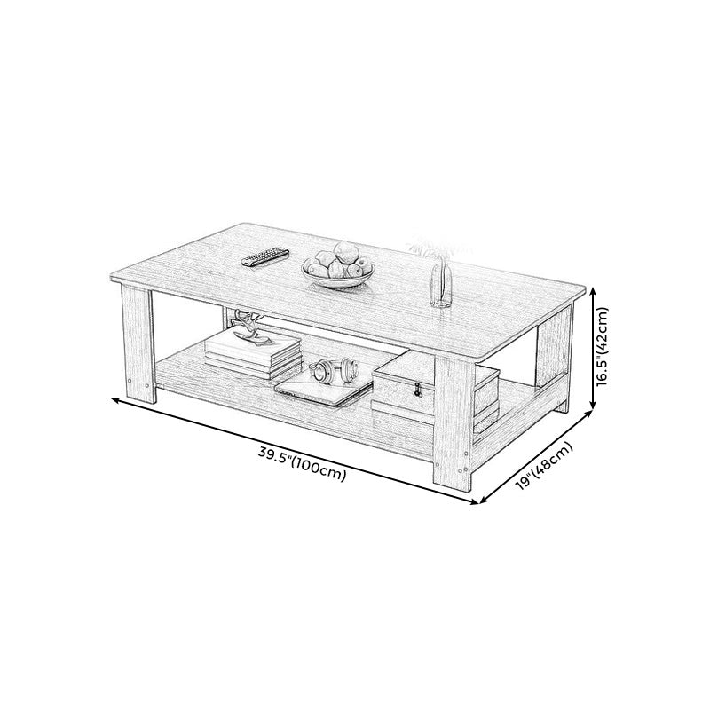 16.5"H Modern Style Wooden Base Top Rectangular Coffee Table
