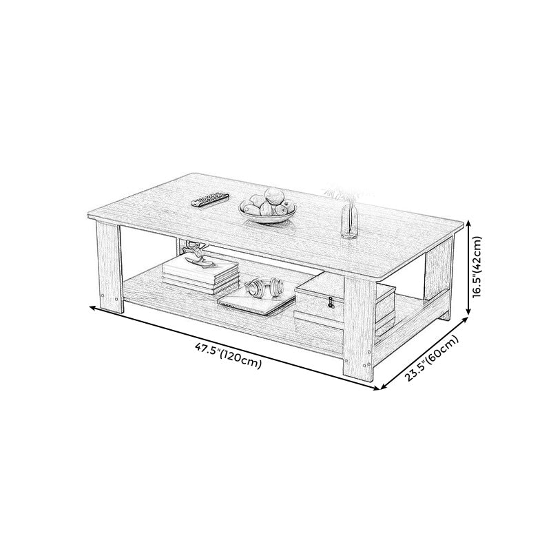 16.5"H Modern Style Wooden Base Top Rectangular Coffee Table