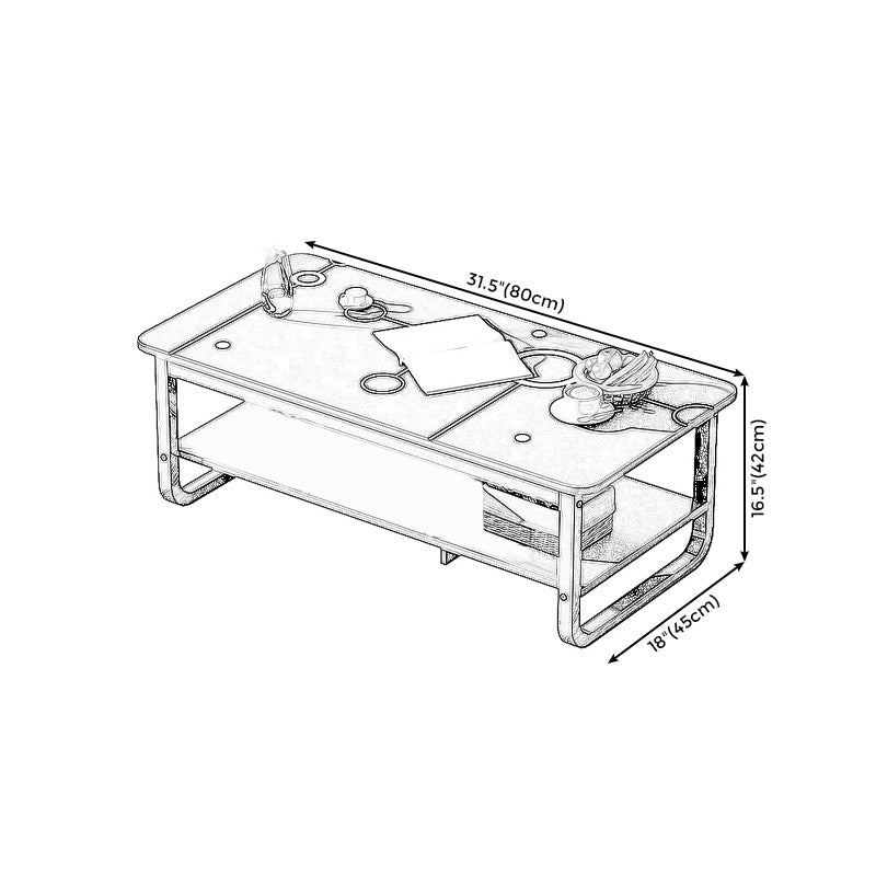 16.5"H Modern Solid Mental Base Black /Gold/white Rectangular Coffee Table