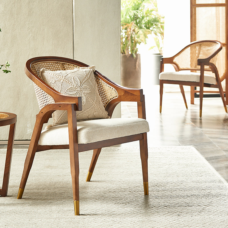 Linen Chair Solid Wood Frame Arms Included Chair for Living Room