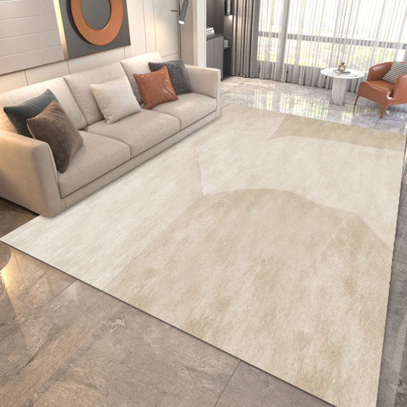 Abstract Style Stain Resistant Rug Beige Loom Rug for Bedroom