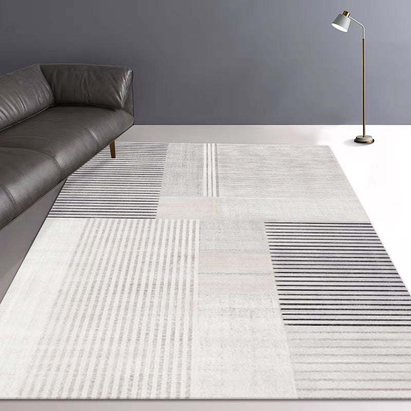 Modern Style Line Painting Rug Rectangle Stain Resistant Rug for Home Decor