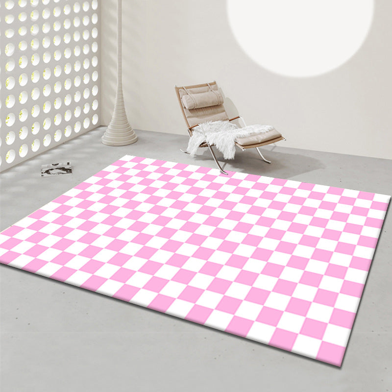 Colorful Lattice Pattern Rug Living Room Carpet Polyester Washable Area Rug