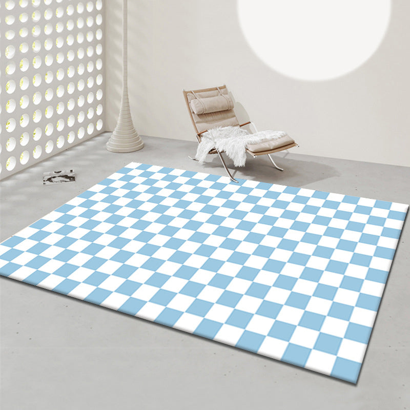 Colorful Lattice Pattern Rug Living Room Carpet Polyester Washable Area Rug