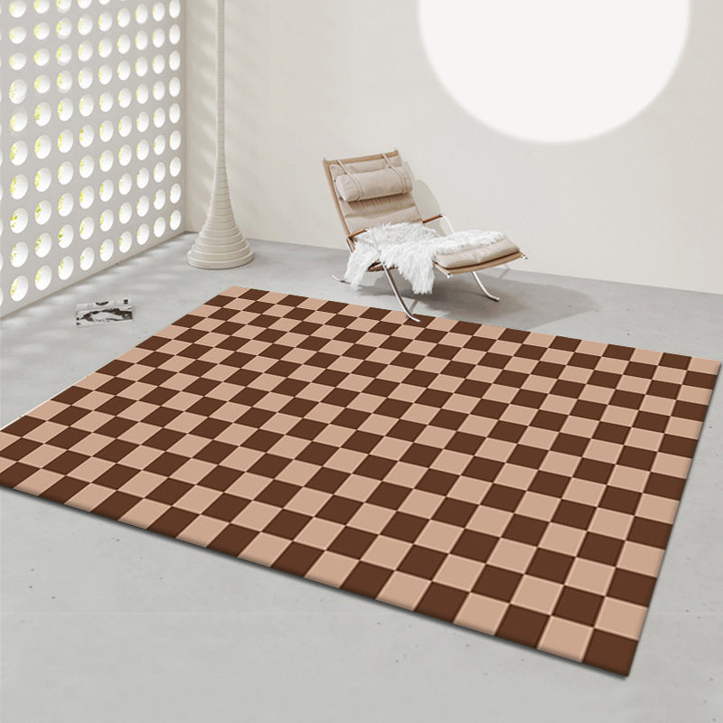 Colorful Lattice Pattern Rug Living Room Carpet Polyester Washable Area Rug