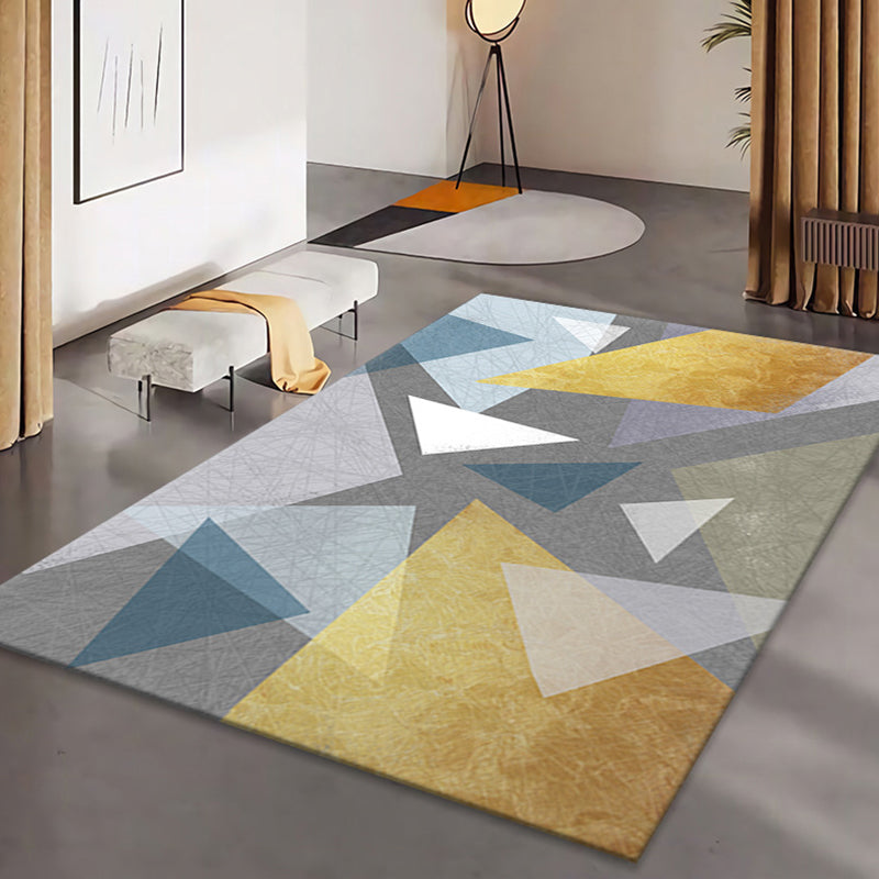 Grey Modern Rug Polyester Pattern Rug Stain Resistant Rug for Living Room