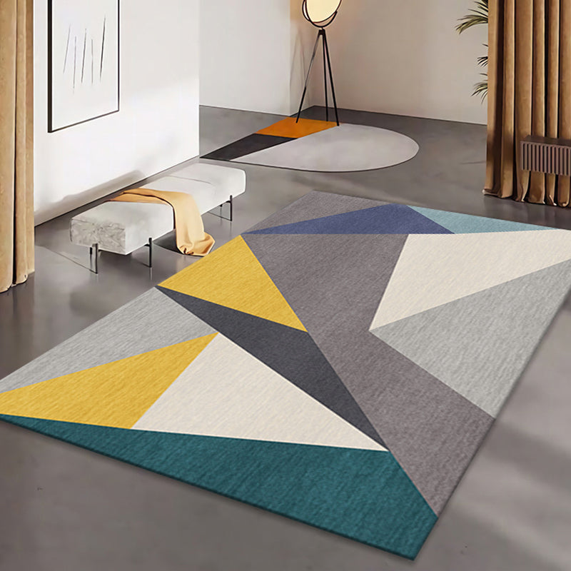 Grey Modern Rug Polyester Pattern Rug Stain Resistant Rug for Living Room