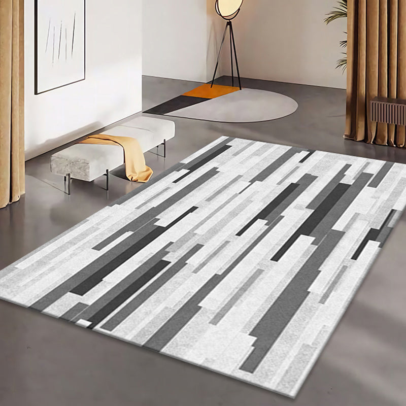 Grey Modern Rug Polyester Pattern Rug Stain Resistant Rug for Living Room